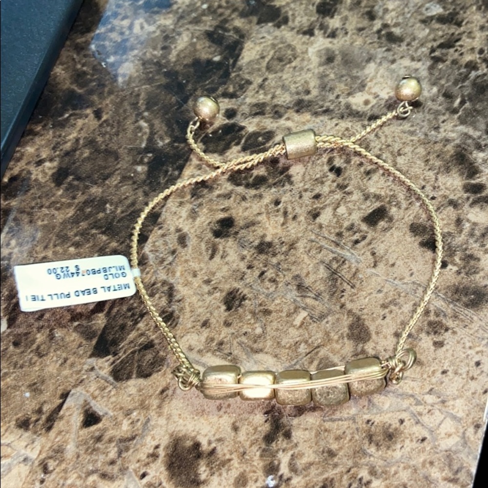 NWT Gold Metal Bead Pull Tie